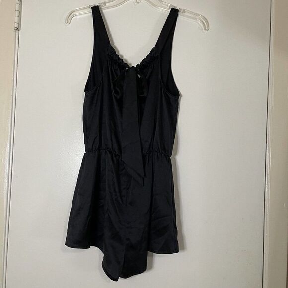Victoria Secret black satin tie back romper sleepwear size XS - Picture 3 of 7